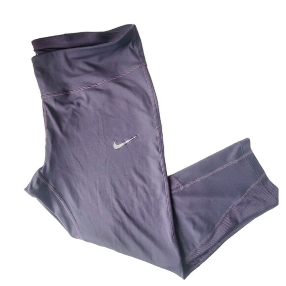 Nike Dri-Fit Women's Running Crop Tights Purple Stretch Plus Size 1X - Picture 1 of 15